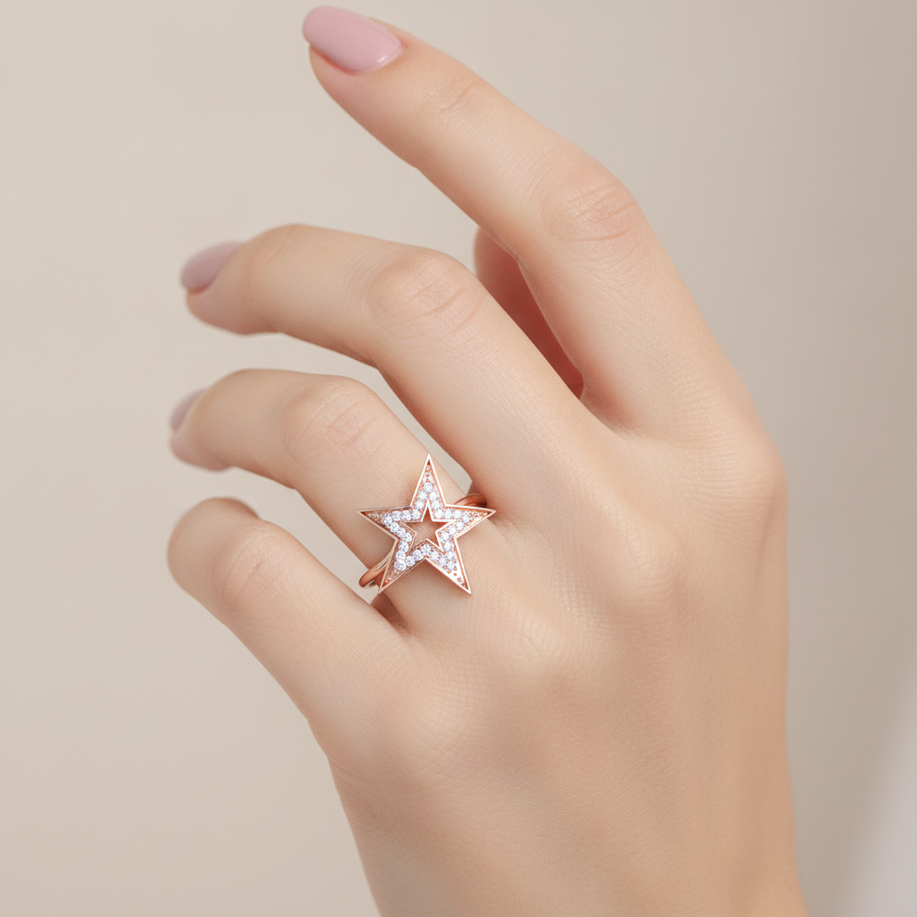 Classy Star Band In 925 Sterling Silver - Fourteen