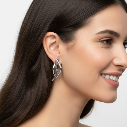 Gold Twisted Knot Stud Earrings Women Jewelry - Nine