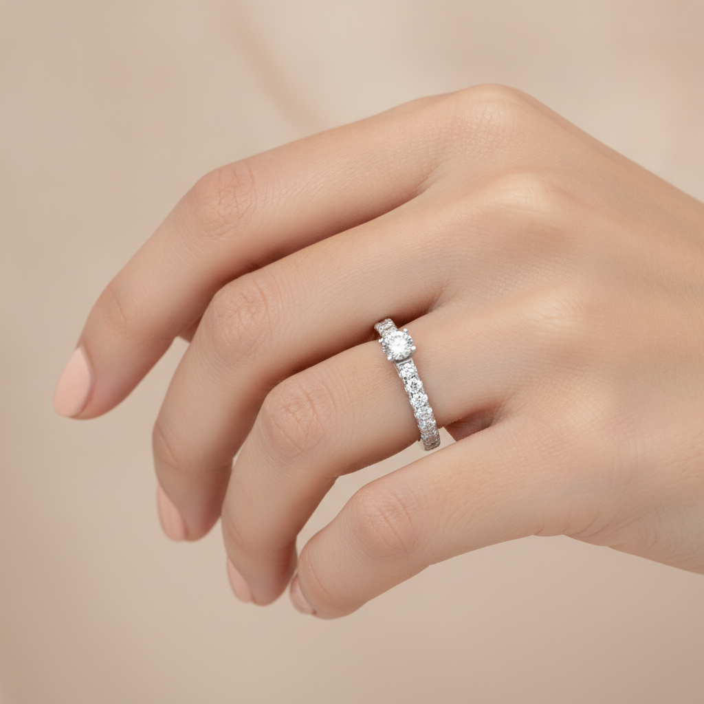 Magnificent Solitaire Ring In 925 Sterling Silver - Thirteen