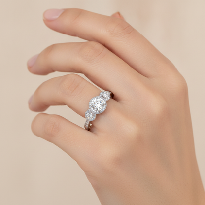 Three Round Diamond Shaped Ring - Thirteen
