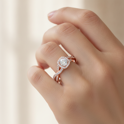 Abundant Halo Ring In 925 Sterling Silver - Thirteen