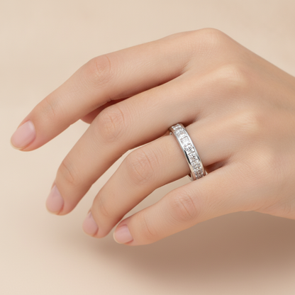 Silliage Half Eternity Band In 925 Sterling Silver - Thirteen