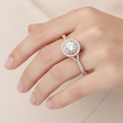 Celebrated Halo Ring In 925 Sterling Silver - Thirteen