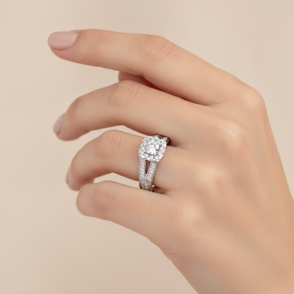 Gilded Solitaire Ring In 925 Sterling Silver - Thirteen