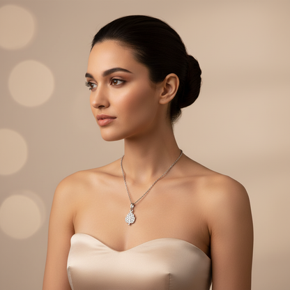 Tree Of Life Pendant Necklace With Cubic Zirconia Stones - Five