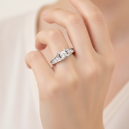 Bonita Diamond Ring In 925 Sterling Silver - Thirteen