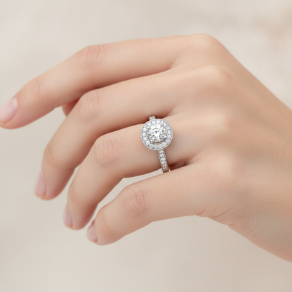The Stunning Halo Ring In 925 Sterling Silver - Thirteen