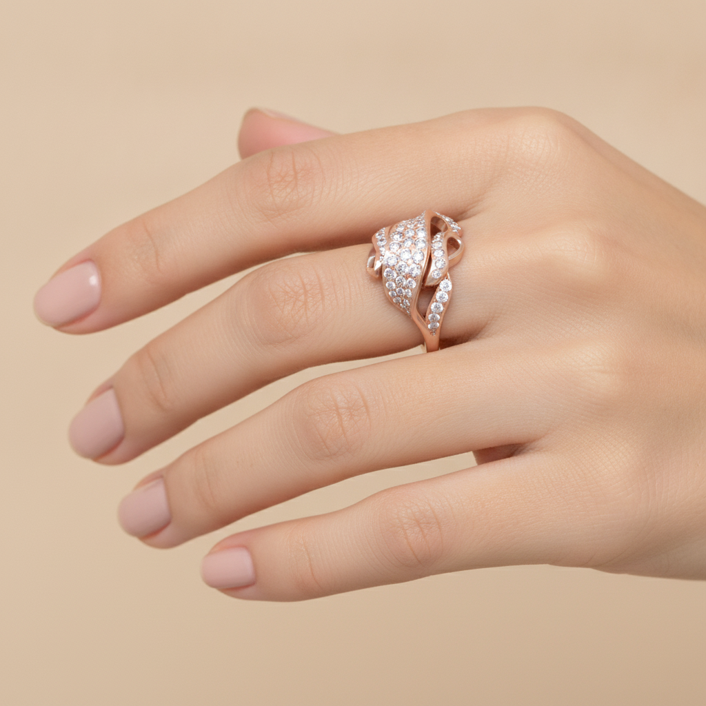 Royal Beautiful Diamond Band In 925 Sterling Silver - Thirteen