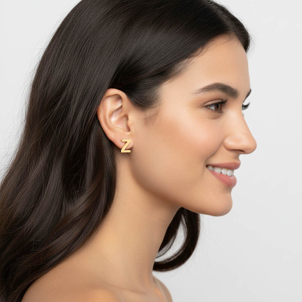 Gold Letter Z Stud Earrings - Eight
