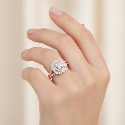 Mystic Halo Solitaire Ring - Fourteen
