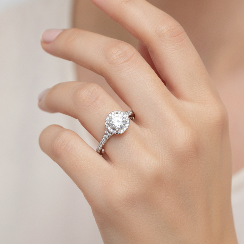 Lovesome Halo Ring In 925 Sterling Silver - Fourteen