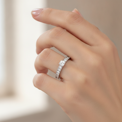 April Solitaire Ring In 925 Sterling Silver - Thirteen
