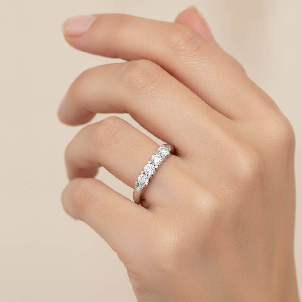 Joily Half Eternity Band In 925 Sterling Silver - Thirteen