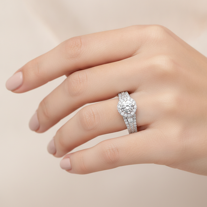 Lucrezia Diamond Halo Ring In 925 Sterling Silver - Thirteen
