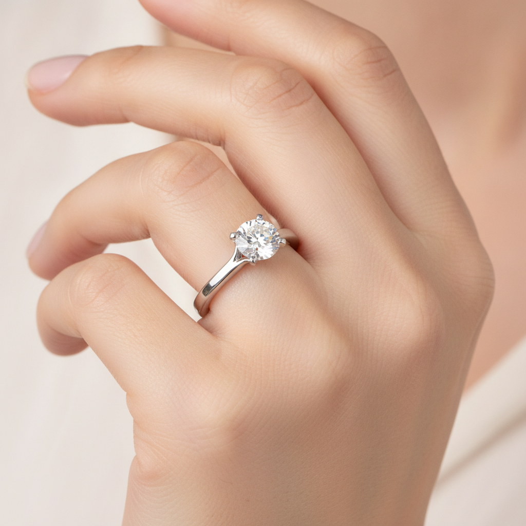 Naive Solitaire Ring In 925 Sterling Silver - Thirteen