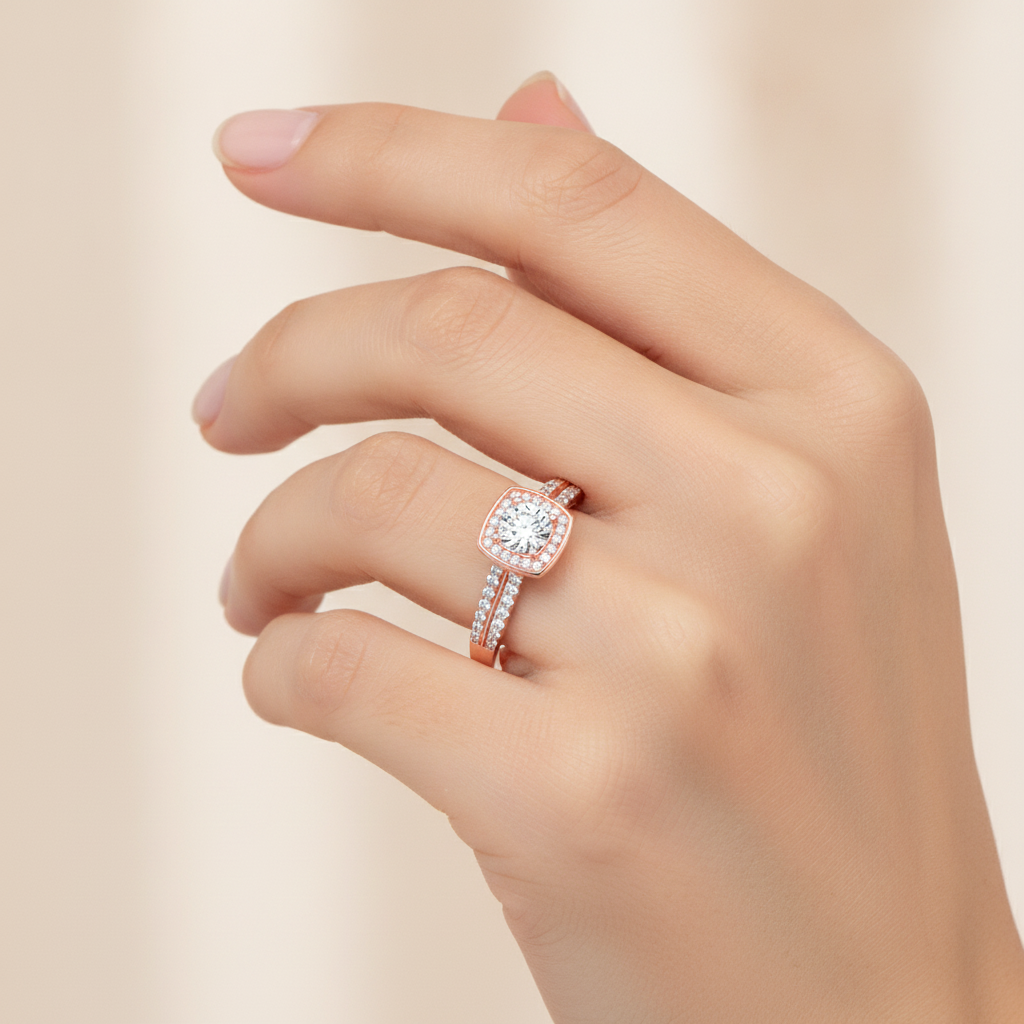 Elated Halo Ring In 925 Sterling Silver - Thirteen