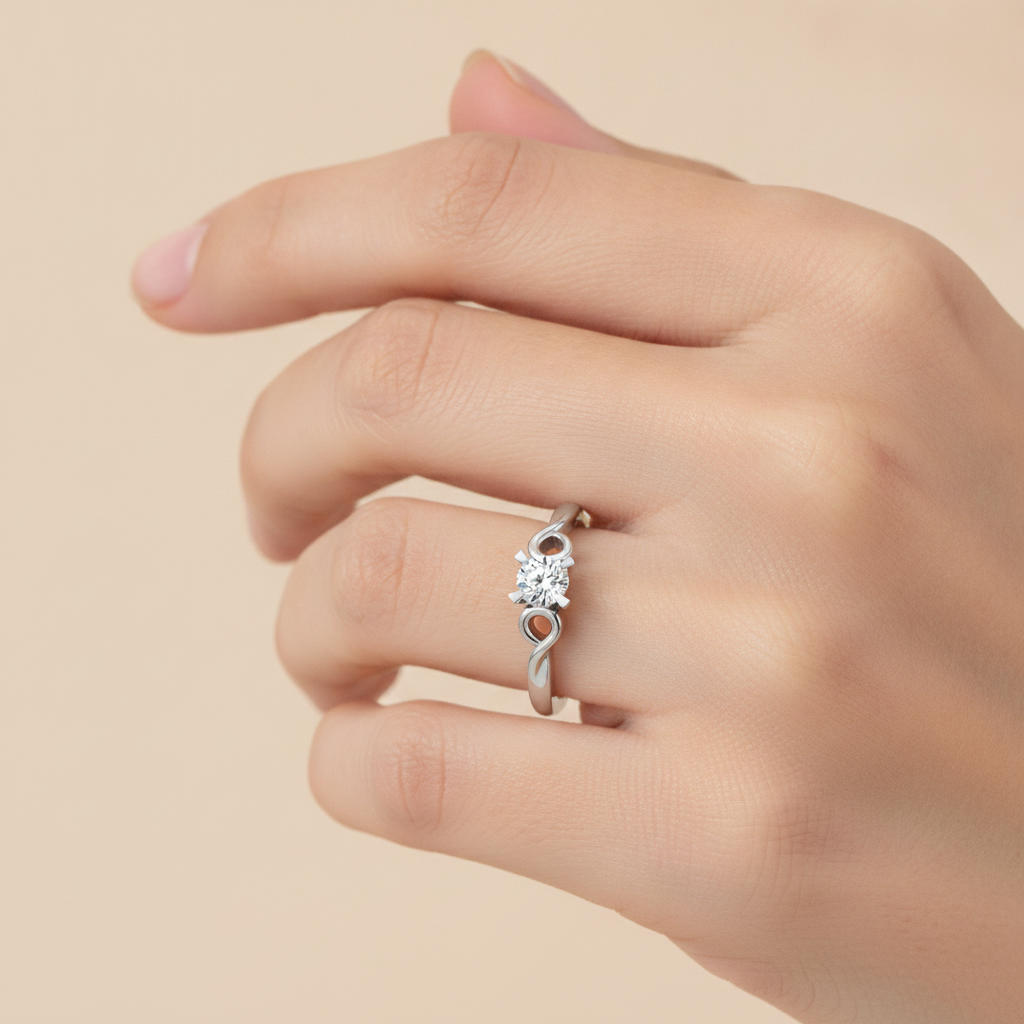 Entangled Gem Solitaire Ring In 925 Sterling Silver - Thirteen