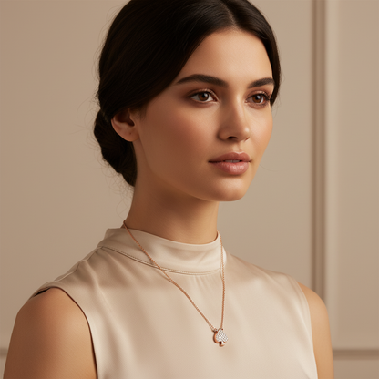 Pav Diamond Spade Pendant Necklace - Five