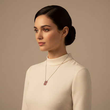 Ruby Hashtag Pendant Necklace With Chain - Eight