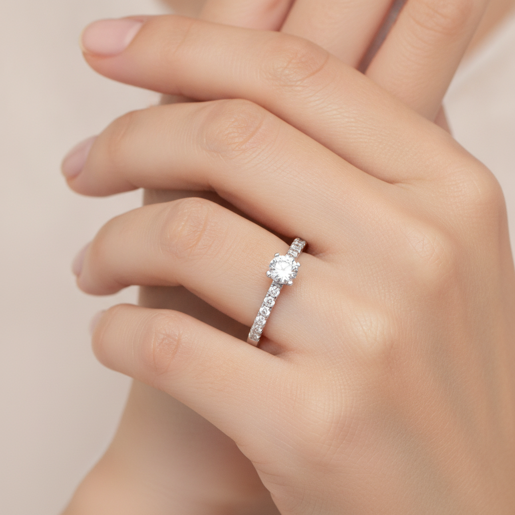 Lavish Solitaire Ring In 925 Sterling Silver - Thirteen