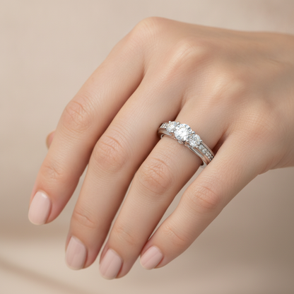 Premier Halo Solitaire Ring In 925 Sterling Silver - Fourteen