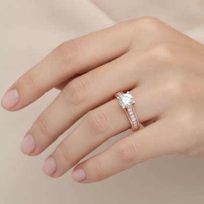 Shower Solitaire Ring In 925 Sterling Silver - Thirteen