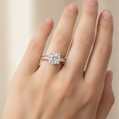 Astounding Diamond Engagement Ring In 925 Sterling Silver - Thirteen