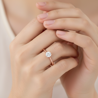 1 Ct Round Moissanite Cathedral Solitaire Engagement Ring in 925 Sterling Silver