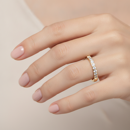 Hapop Half Eternity Band In 925 Sterling Silver - Thirteen