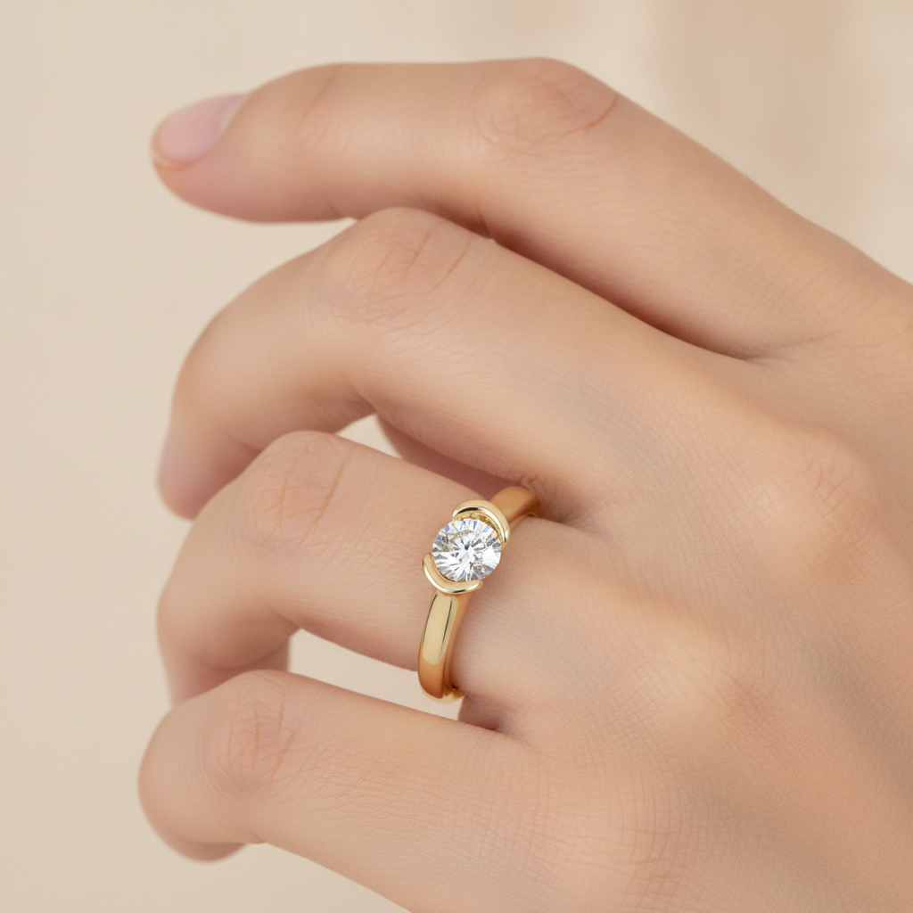Tournesol Classic Solitaire Ring In 925 Sterling Silver - Thirteen