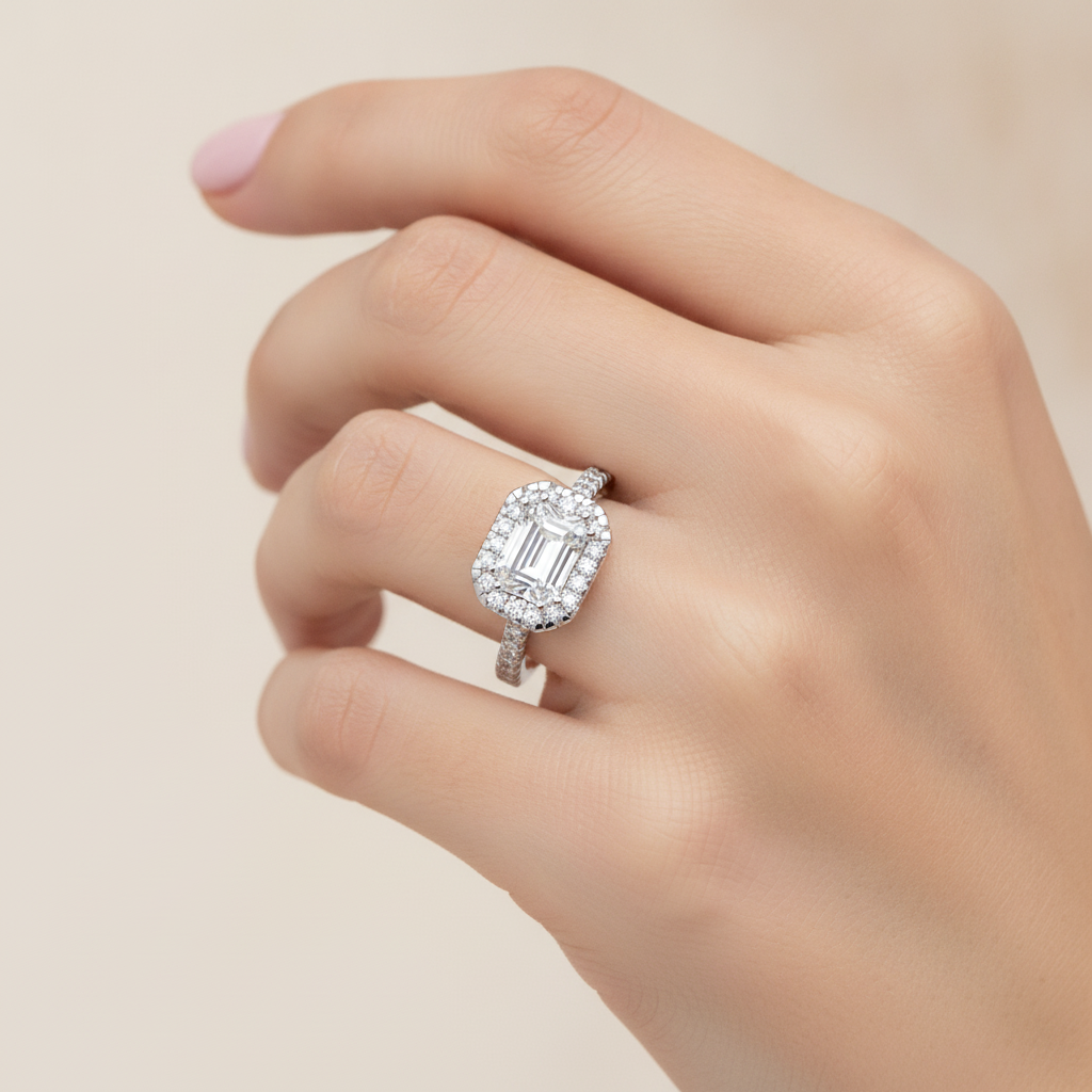 Extraordinary Diamond Halo Engagement Ring - Fourteen