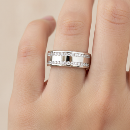 Shine Men's Broad Band Ring In 925 Sterling Silver - Thirteen