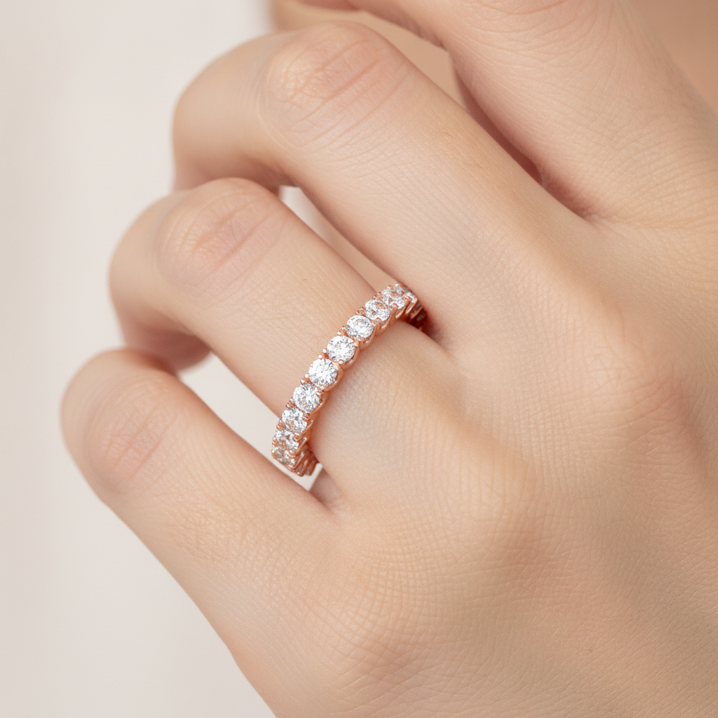 Idyllic Half Eternity Band In 925 Sterling Silver - Thirteen