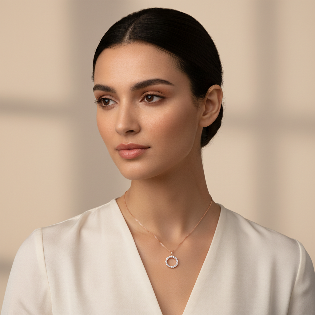 Rose Gold Diamond Letter O Initial Pendant Charm