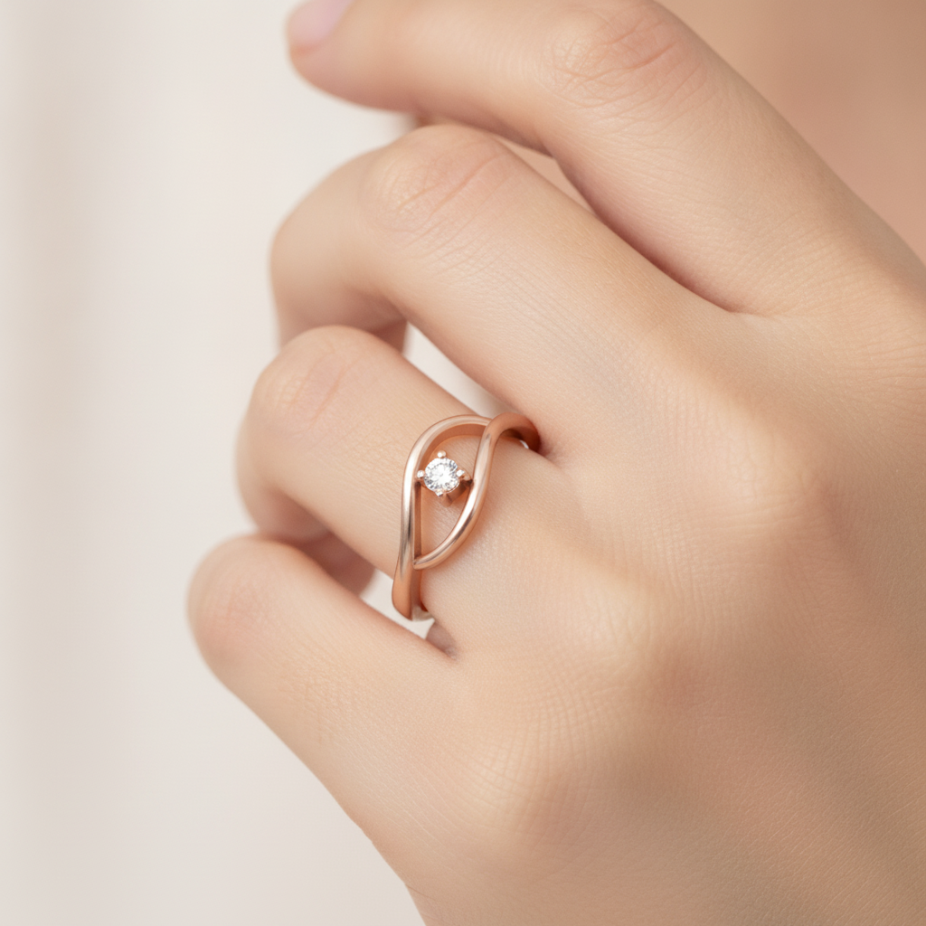 Swirl Single Stone Ring In 925 Sterling Silver - Thirteen