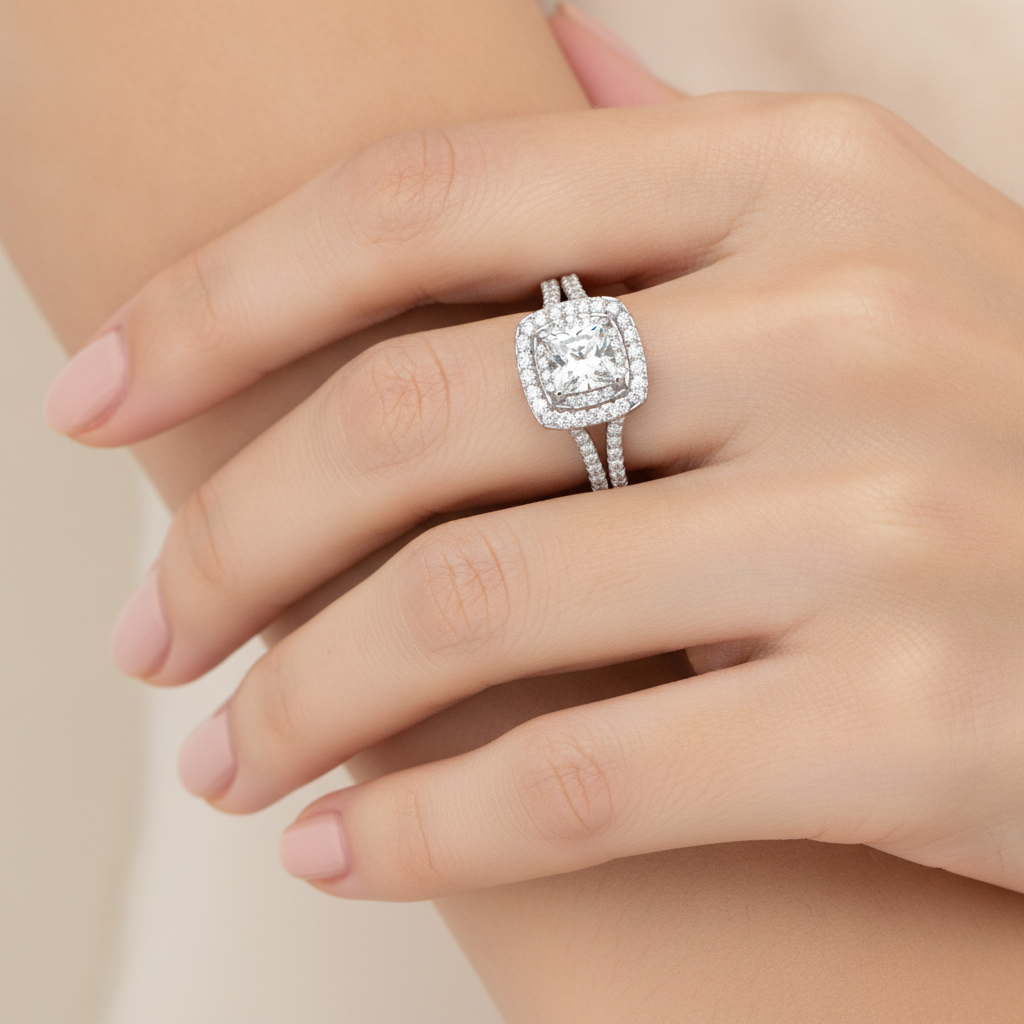 Stran Halo Ring In 925 Sterling Silver - Thirteen