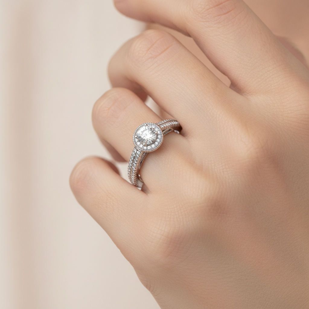 The Enticing Halo Ring In 925 Sterling Silver - Thirteen