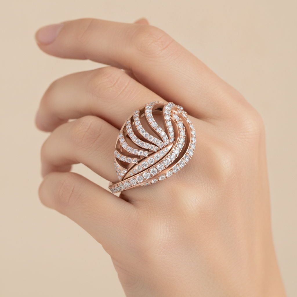 Flickering Loop Cluster Ring In 925 Sterling Silver - Thirteen