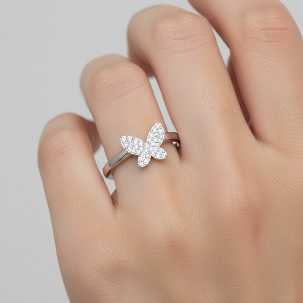 Pav Diamond Butterfly Ring - Eight