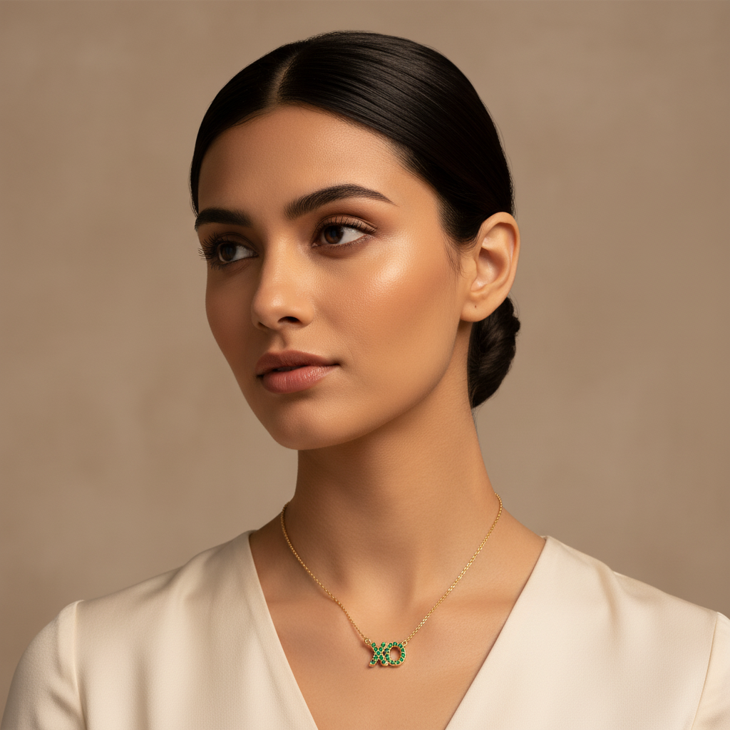 Xo Hugs And Kisses Emerald Crystal Pendant Necklace - Five