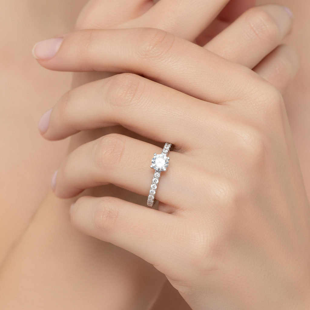 Sparkle Solitaire Ring In 925 Sterling Silver - Thirteen