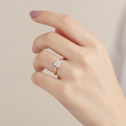 Queen Ring Solitaire Ring In 925 Sterling Silver - Fourteen