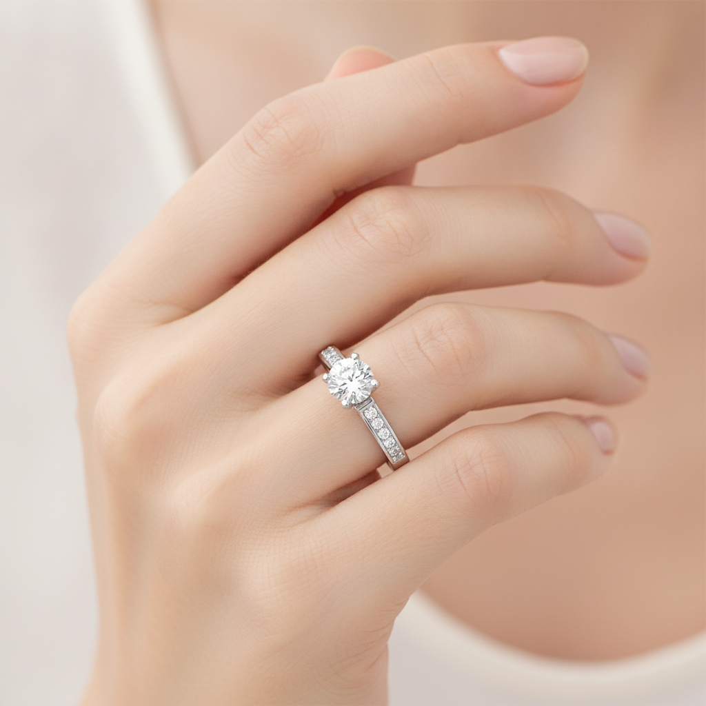 Prime Solitaire Ring In 925 Sterling Silver - Thirteen