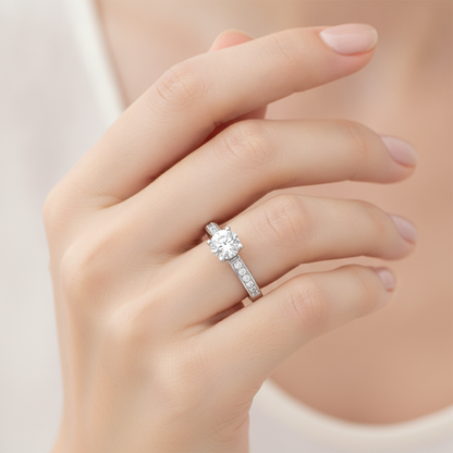 Prime Solitaire Ring In 925 Sterling Silver - Thirteen
