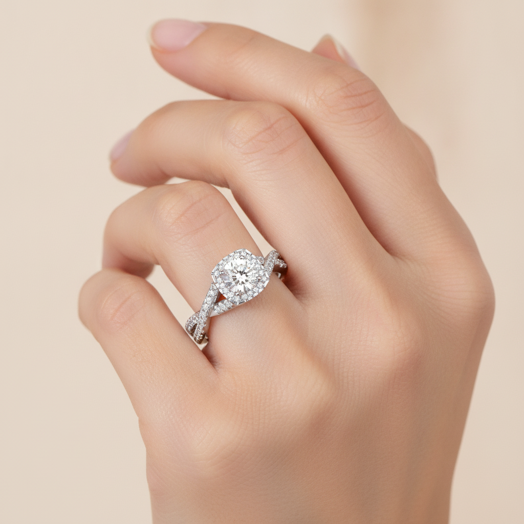 Grace Halo Ring In 925 Sterling Silver - Thirteen
