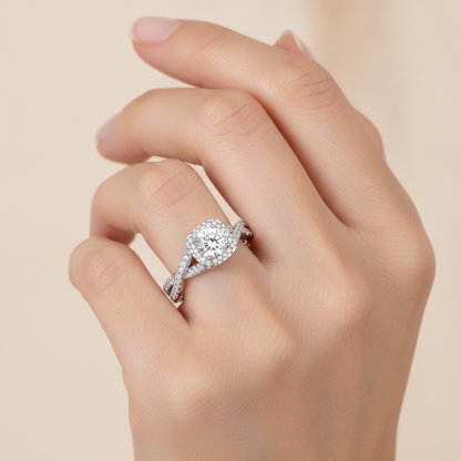 Grace Halo Ring In 925 Sterling Silver - Thirteen