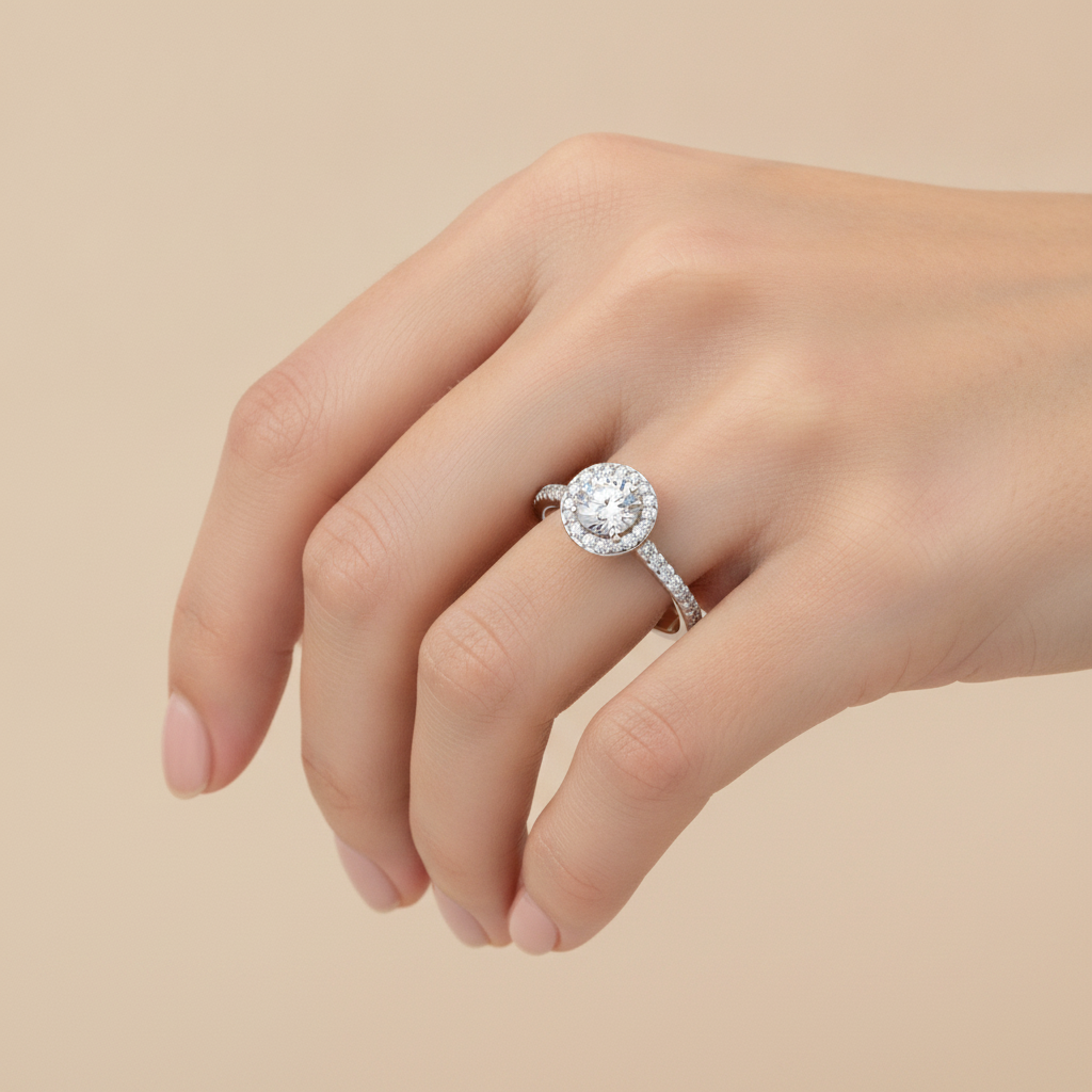 Rollicking Halo Ring In 925 Sterling Silver - Thirteen