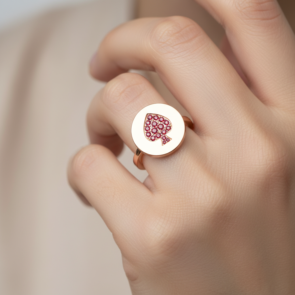 Ruby Spade Disc Signet Ring - Eight