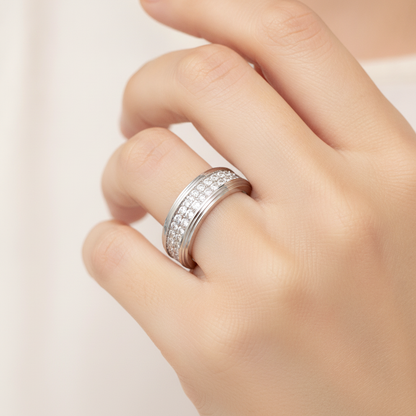 Marvelous Men's Broad Band Ring In 925 Sterling Silver - Thirteen