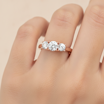 Gentle Three Stone Ring In 925 Sterling Silver - Thirteen